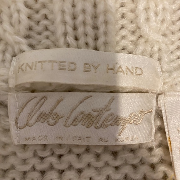 Vintage Cowichan-Style Hand-Knit Cardigan – Women’s M – Grey & Cream - Picture 6 of 9